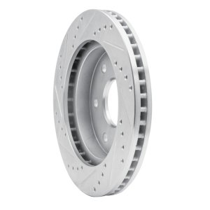 Cadillac Escalade ESV Brake Rotor (1) - Front Right - R1 Concepts - Drilled & Slotted - Silver - `99-`08